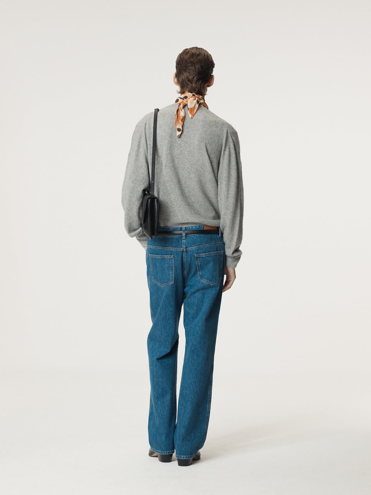 CREW NECK LAYERED CARDIGAN KNIT TOP (MELANGE GREY)