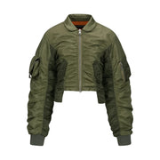 VITALINA LACE-UP BOMBER JACKET awa652w (KHAKI)