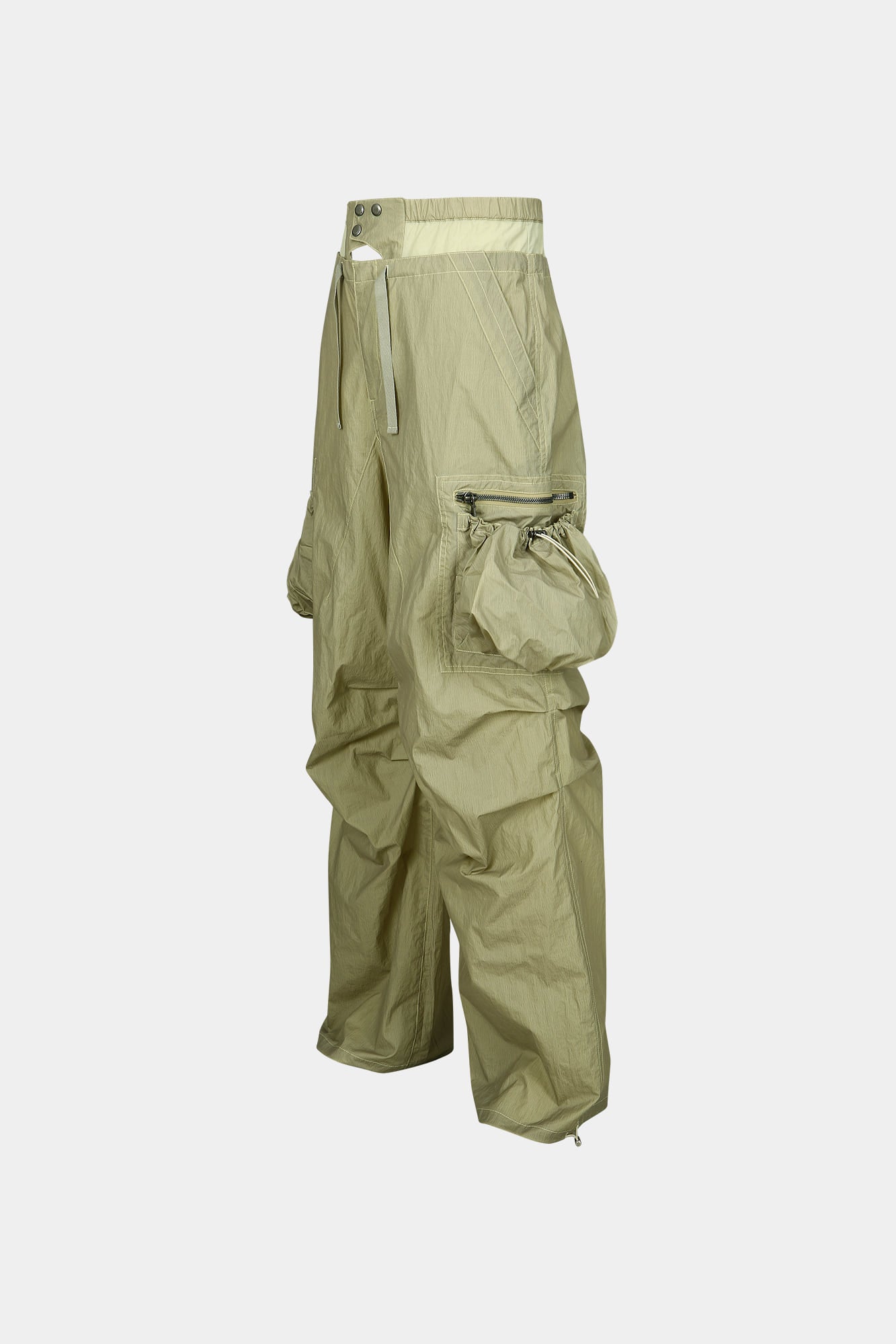 BALLOON POCKET PARACHUTE PANTS apa709w (YELLOW BEIGE)