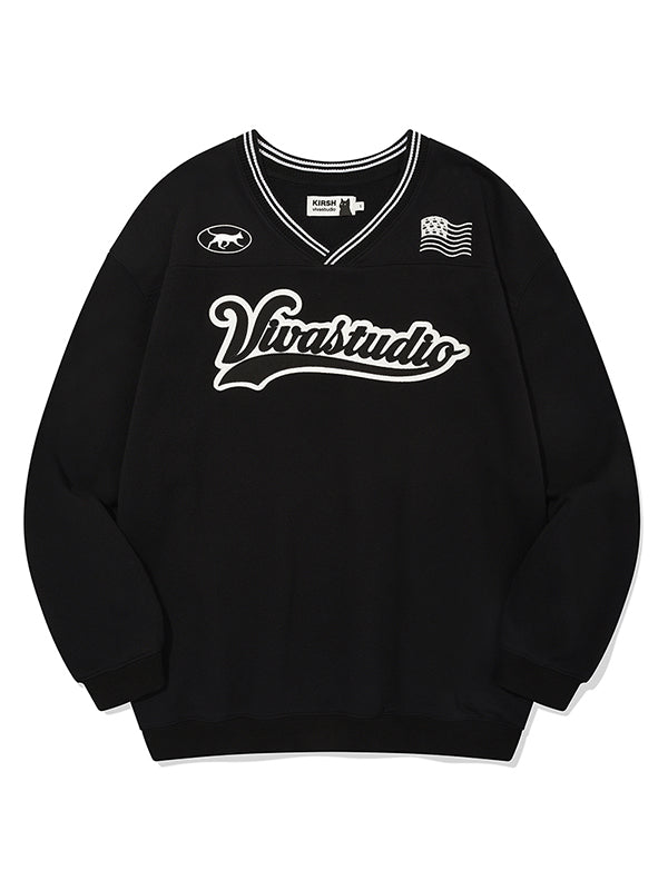 KIRSH X VIVASTUDIO OVER FIT VARSITY SWEATSHIRT [BLACK]
