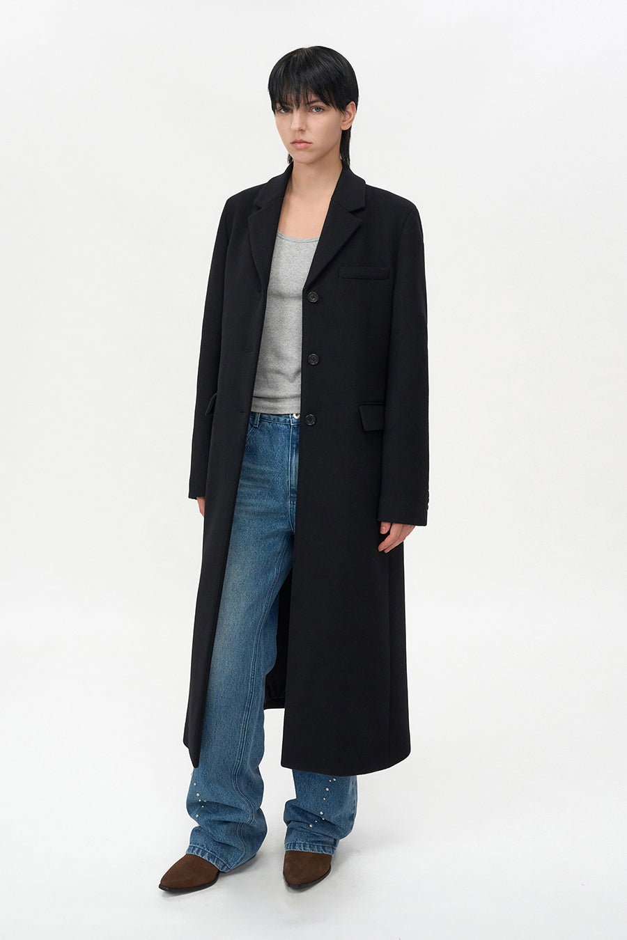 Cashmere Single Maxi Coat BLACK