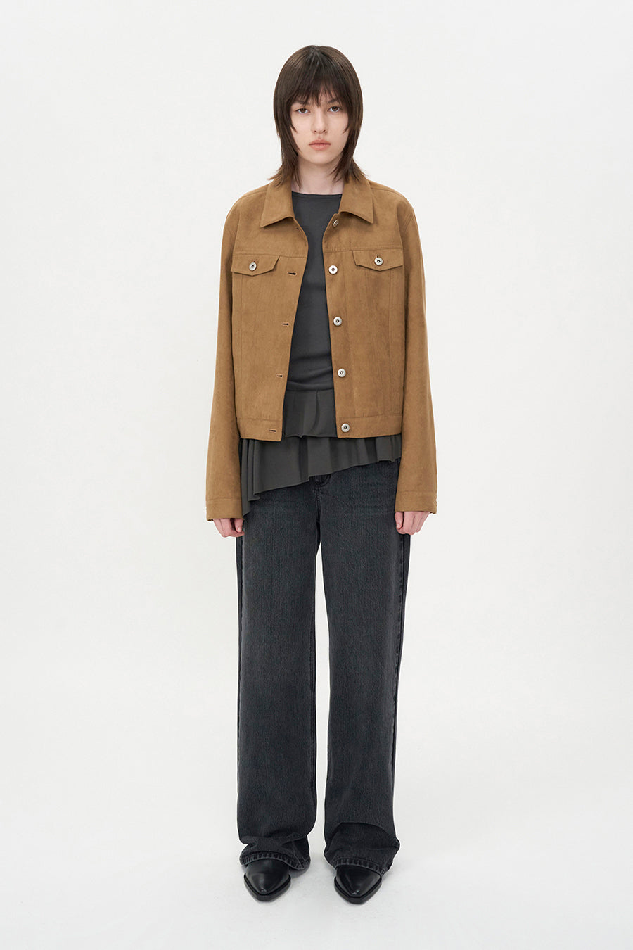 Broken Twill Straight Jeans BLACK