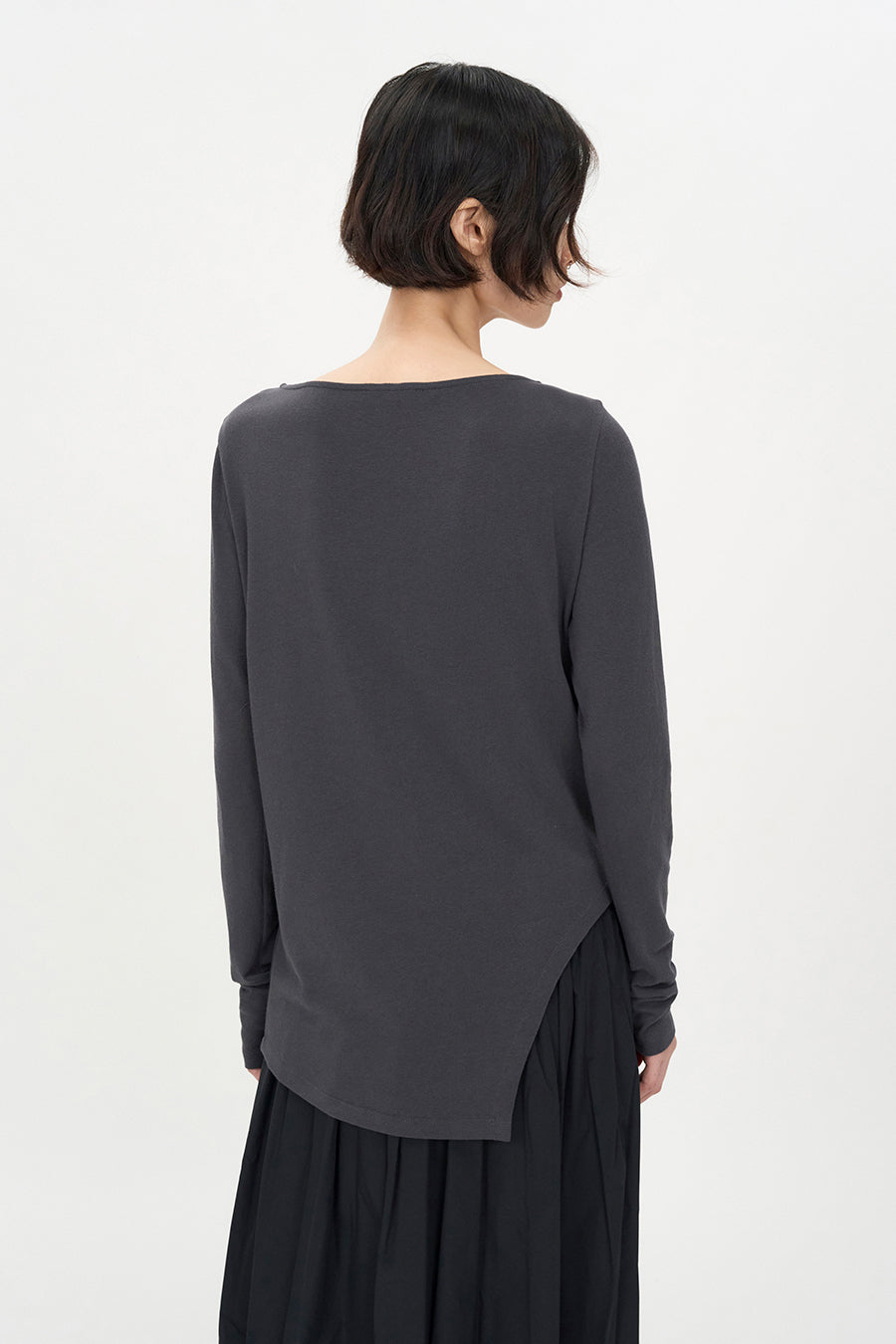Twist Draping Long Sleeve CHARCOAL