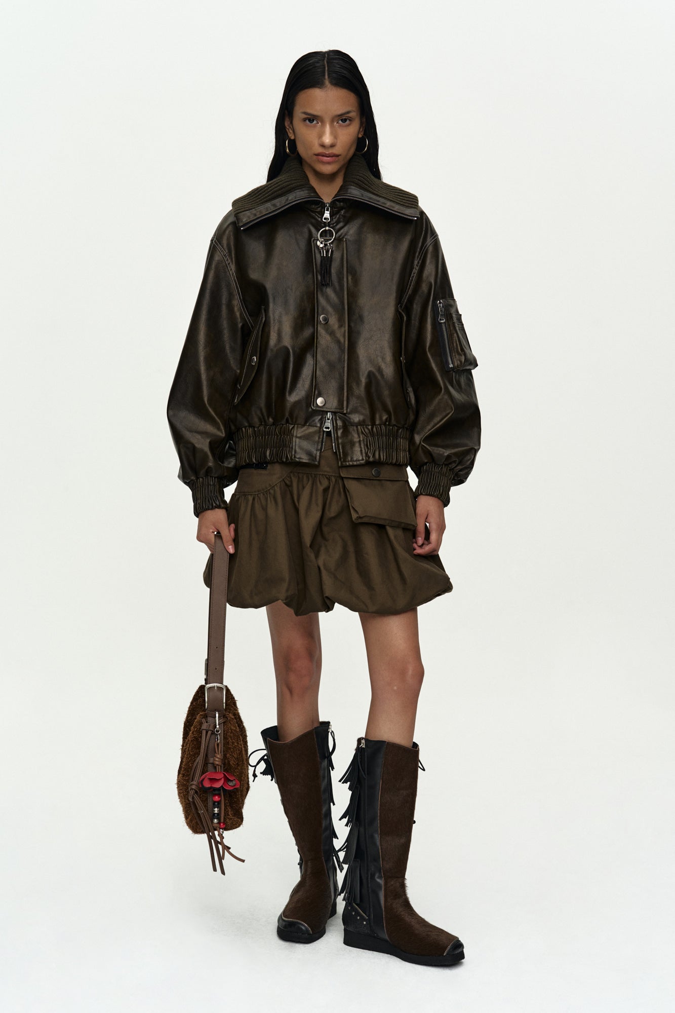 CARGO BALLOON SKIRT apa897w (KHAKI)