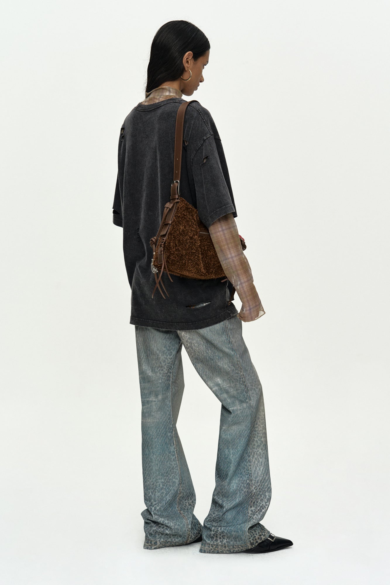 LAYERED LIVE PRINTED T-SHIRT atb1510w (CHARCOAL)