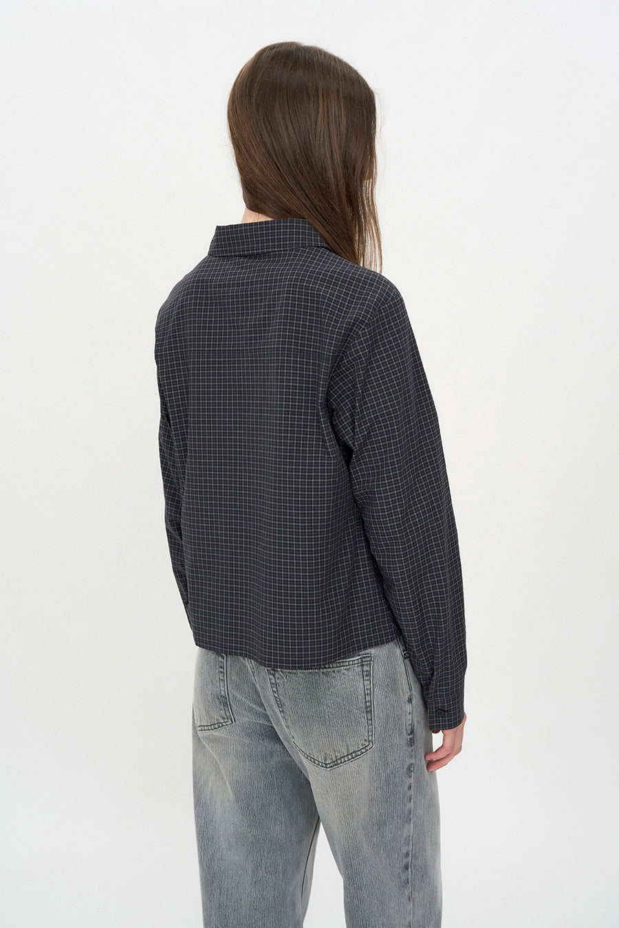 Check Shirring Shirt BLACK CHECK