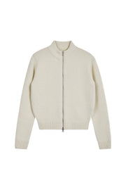 (W) HEART LOGO ZIP CARDIGAN-IVORY