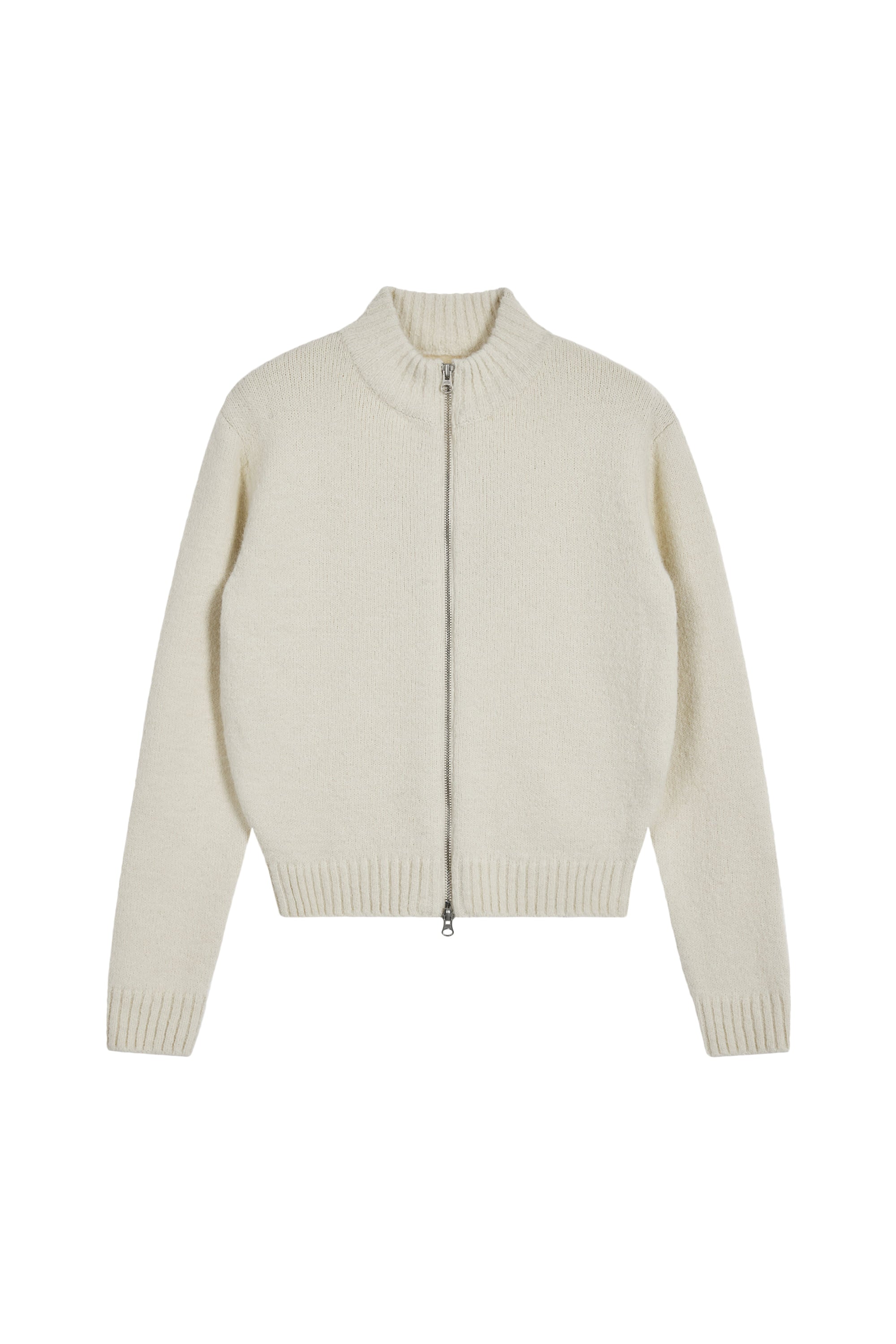 (W) HEART LOGO ZIP CARDIGAN-IVORY