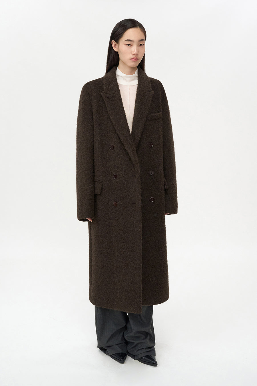 Boucle Alpaca Hair Double Coat BROWN