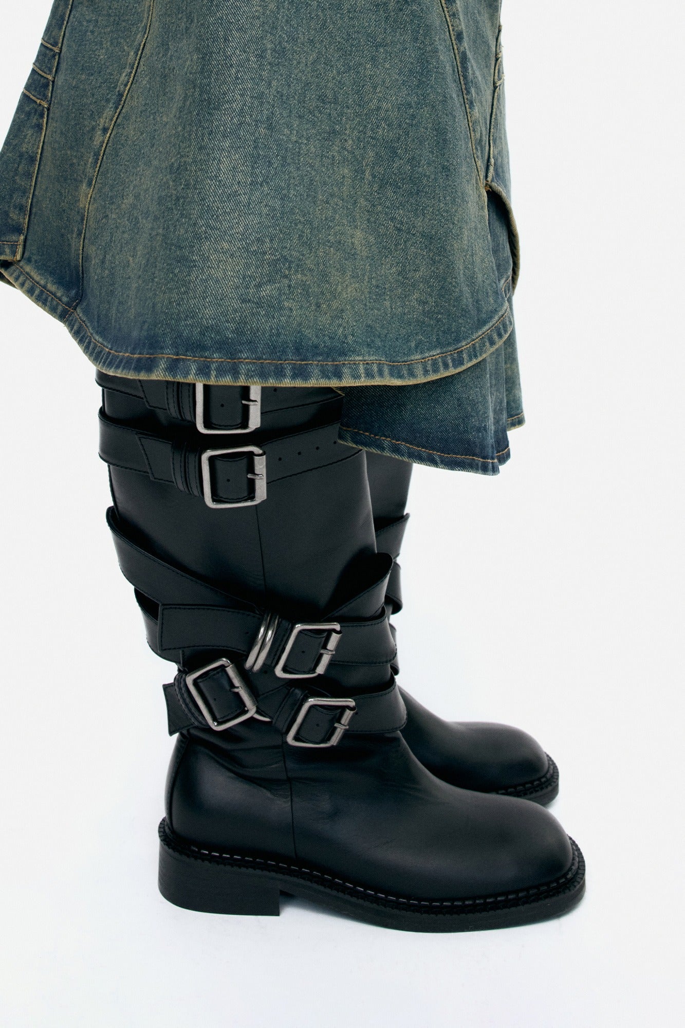 [Restock] LAYERED STRAP BOOTS aaa483w(BLACK)