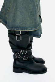 [Restock] LAYERED STRAP BOOTS aaa483w(BLACK)