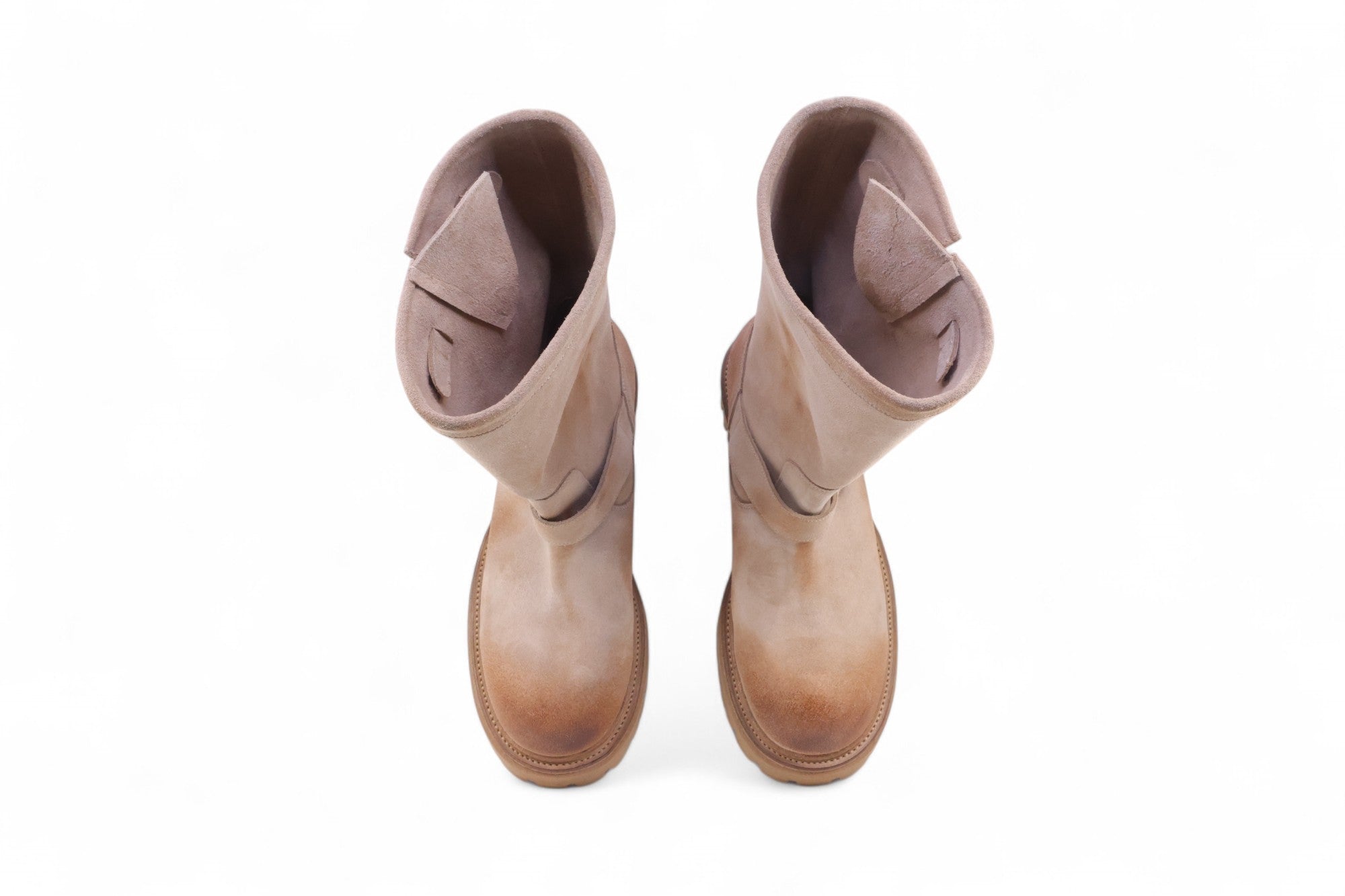 6.5cm Feather Commandosole Suede Engineer Boots Sand