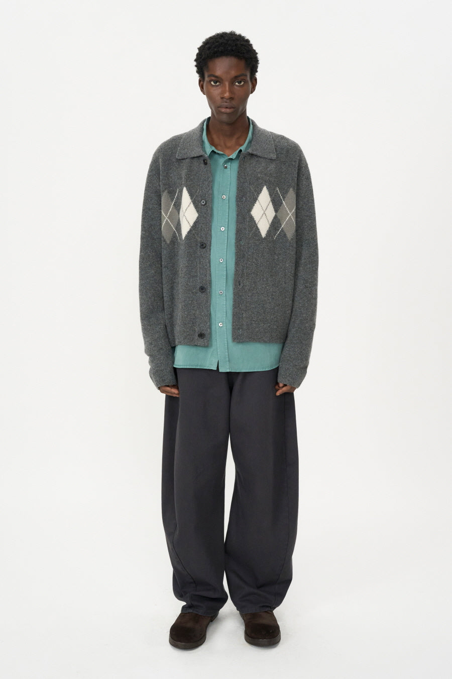 Curved Wide Jeans CHARCOAL