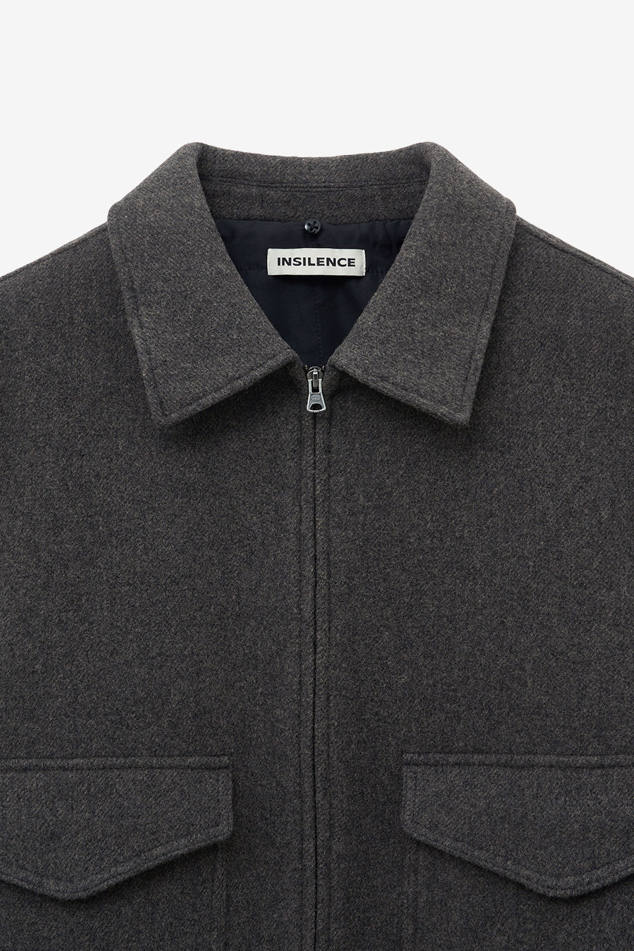 Detachable Collar Cashmere Blouson GREY BROWN