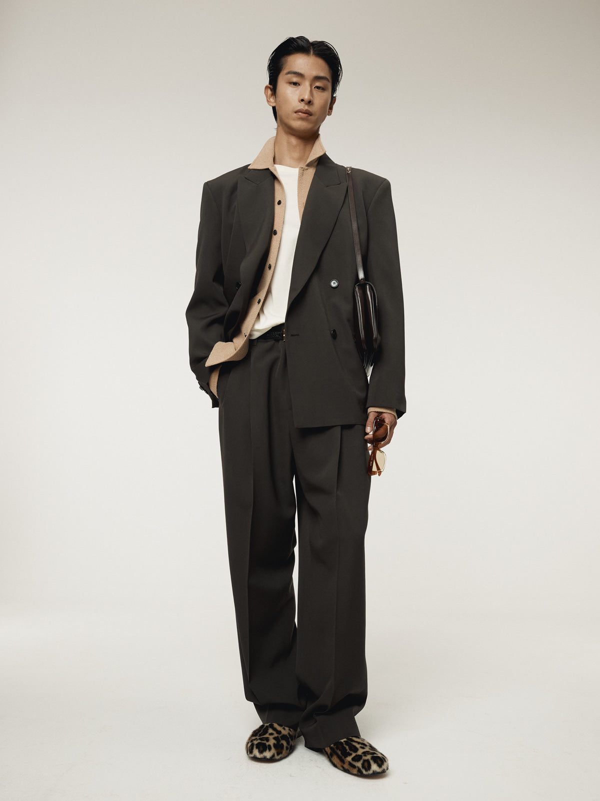 STYRENE DOUBLE BREASTED SUIT JACKET (CHARCOAL GREY)