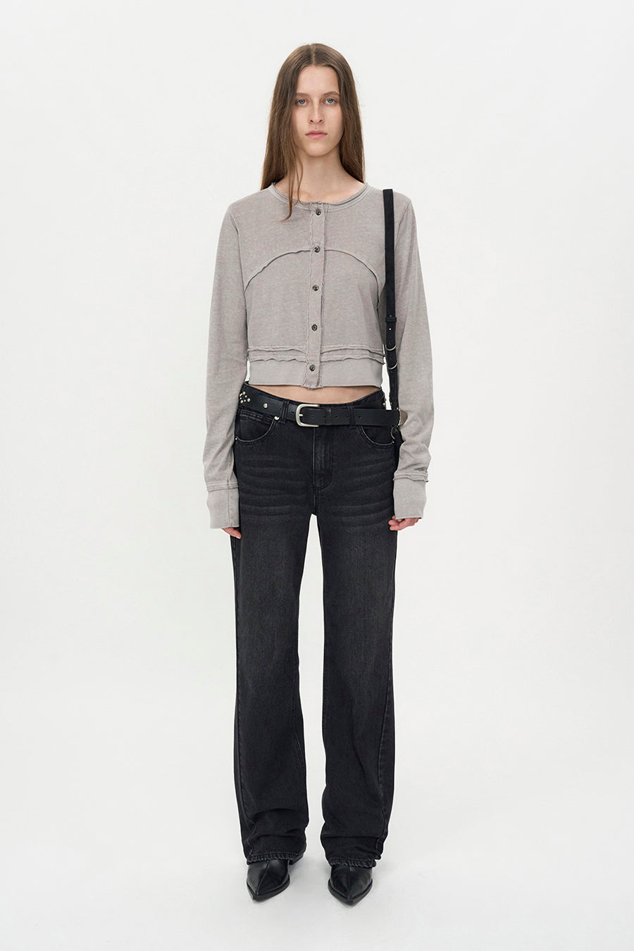 Slim Cutoff Cardigan GREY