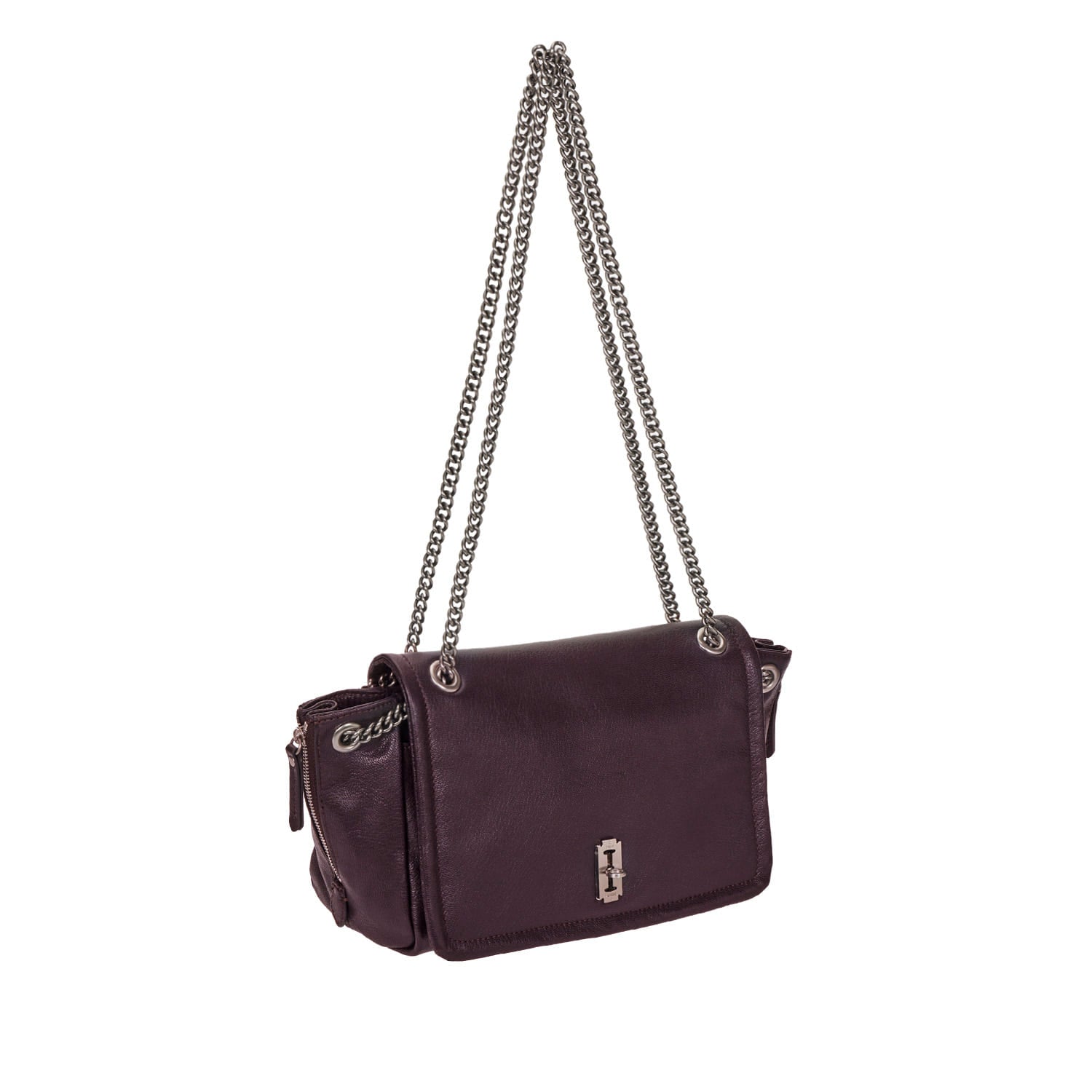 Perfec Flap Chain Shoulder M Plum Wine
