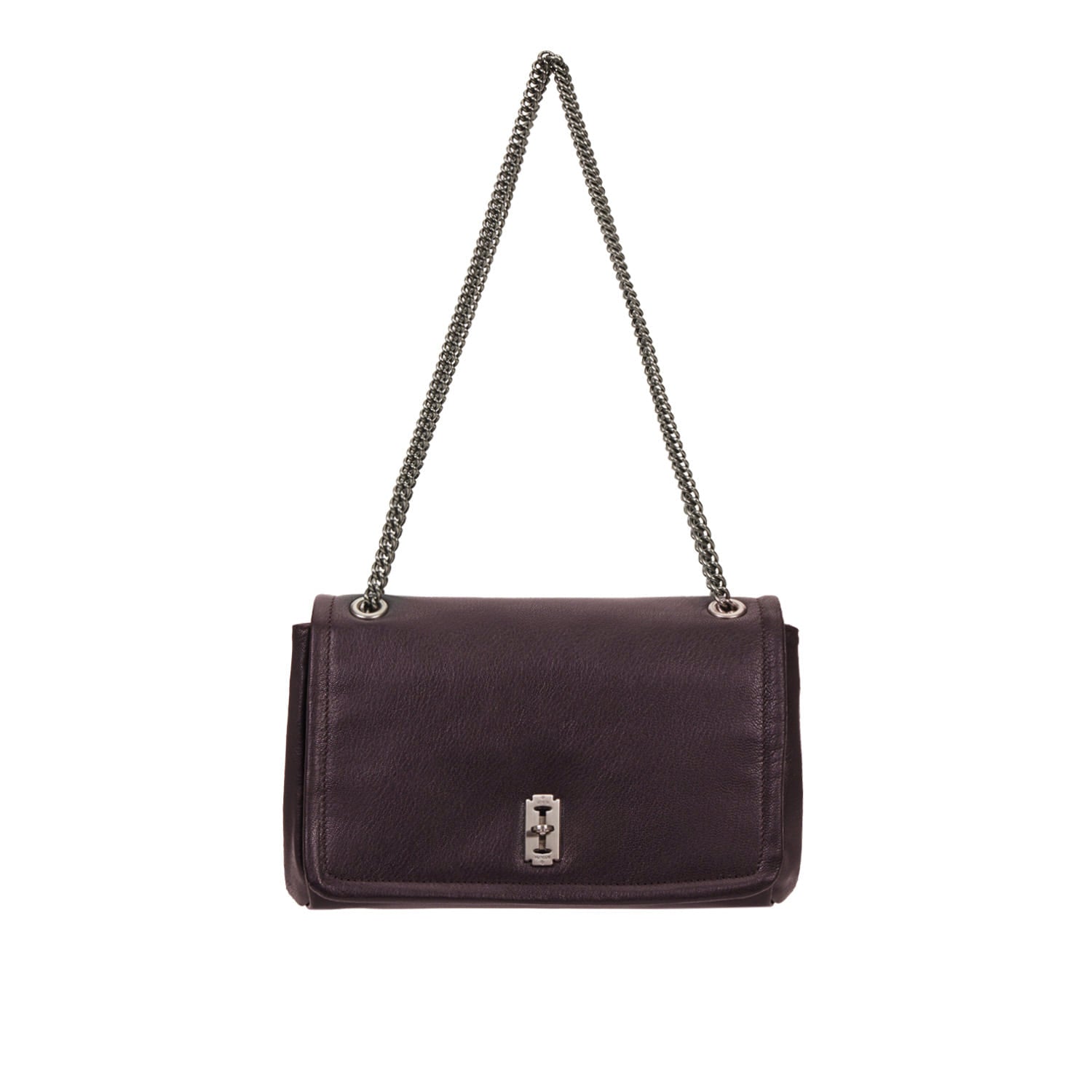 Perfec Flap Chain Shoulder M Plum Wine