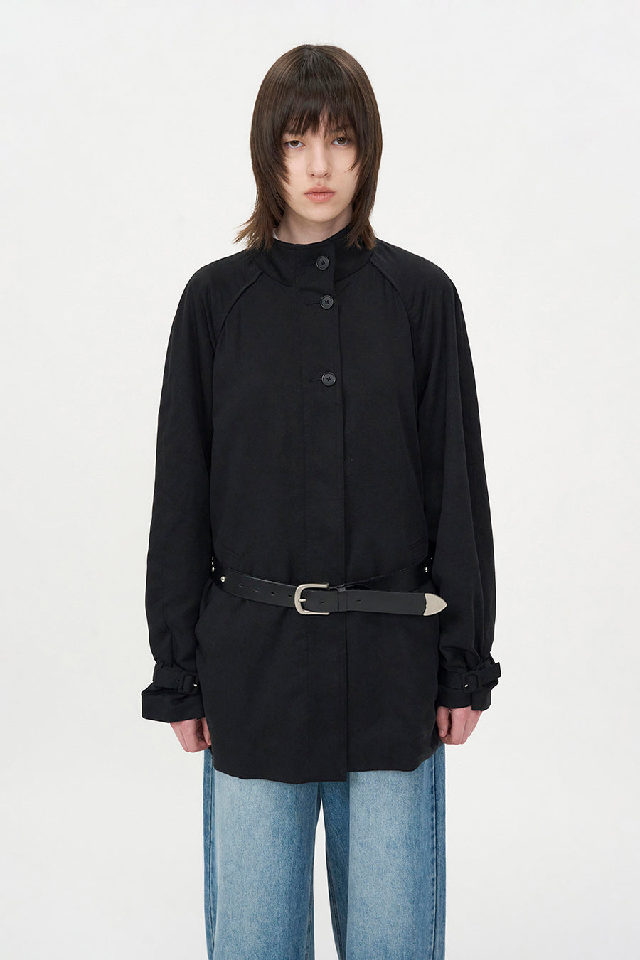 Raglan Tencel Casual Jacket BLACK