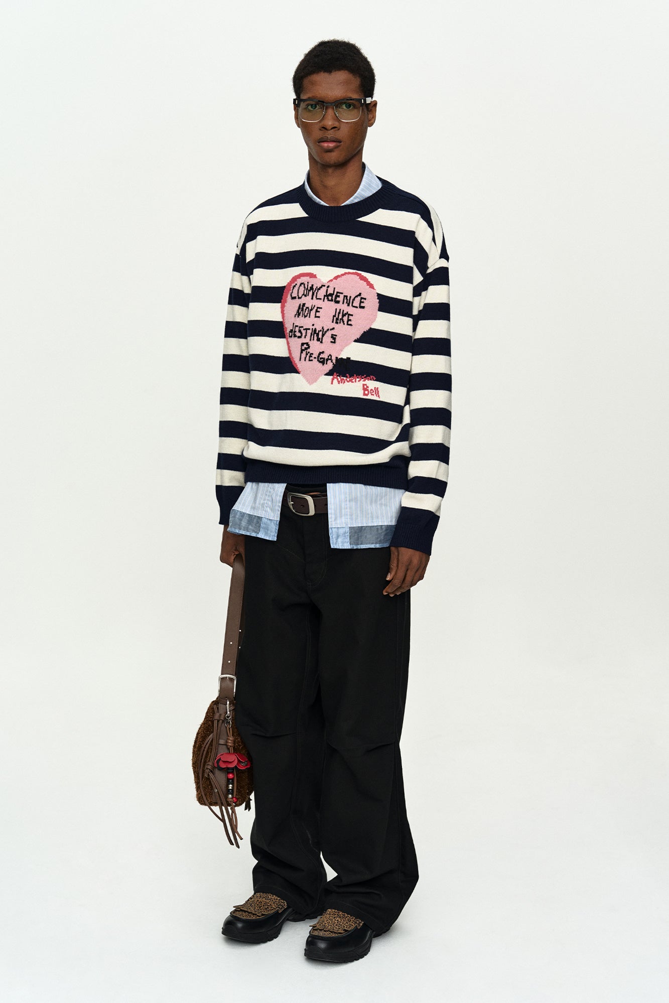 [Restock] BOY'S HEART MESSAGE CREW-NECK SWEATER atb1453m(NAVY/IVORY)
