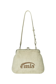 FUR FRAME PURSE BAG - BEIGE