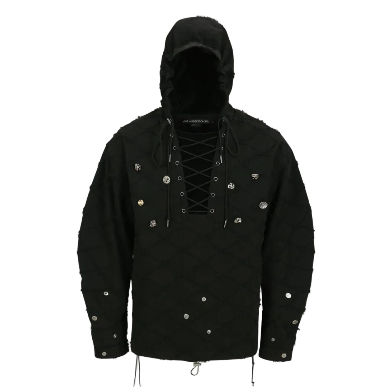 LACE-UP ANORAK HOODIE atb1141m(BLACK)