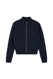 (W) HEART LOGO ZIP CARDIGAN-NAVY