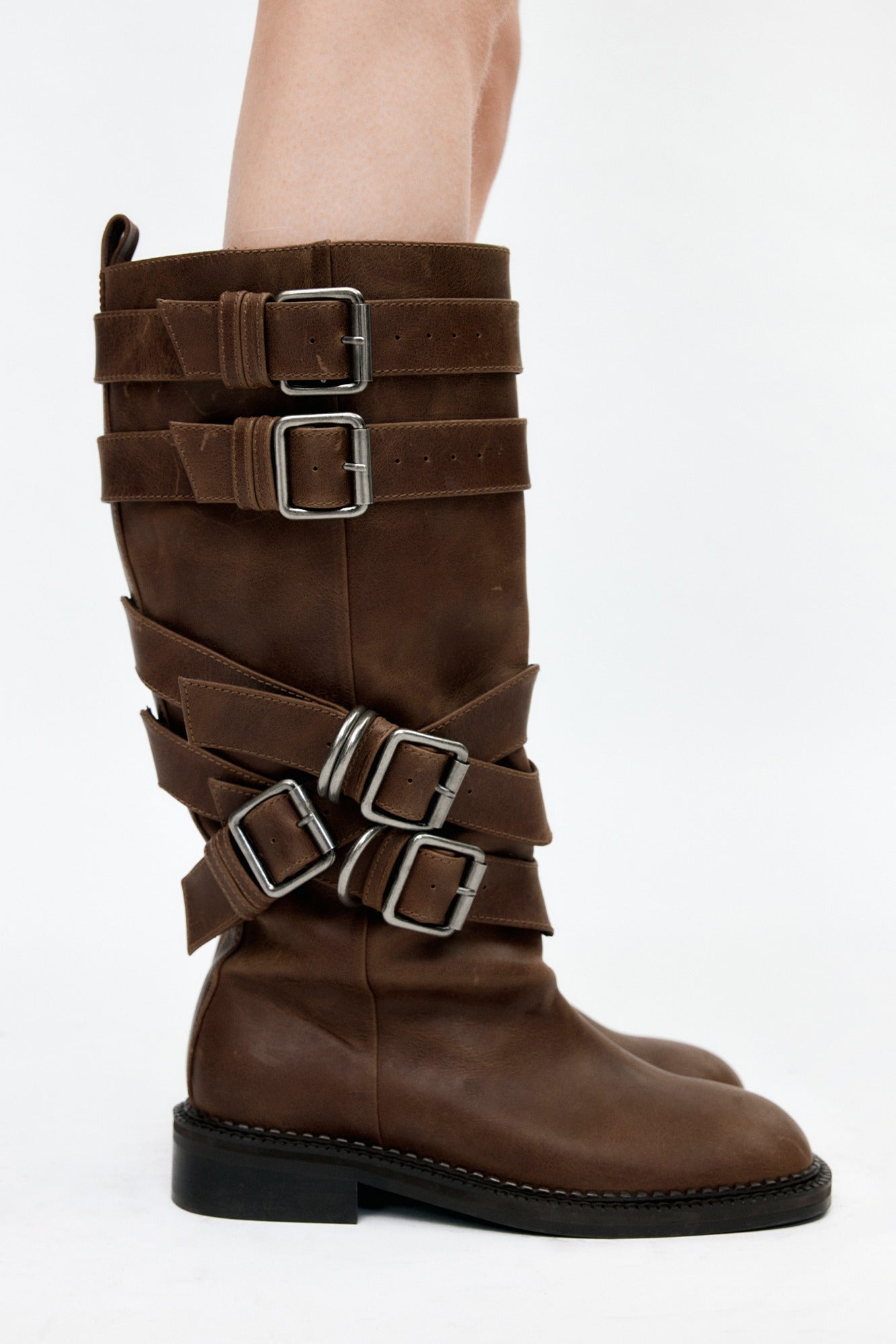 [Restock] LAYERED STRAP BOOTS aaa484w(BROWN)