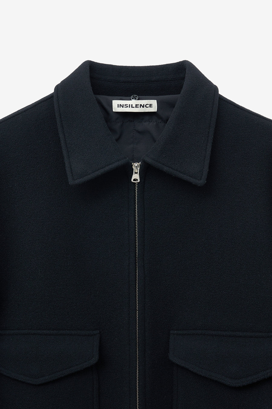Detachable Collar Cashmere Blouson BLACK