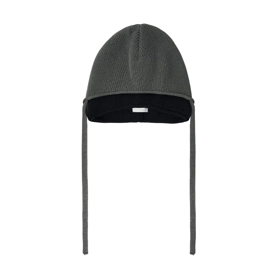Layered Ear Cuff Beanie CHARCOAL