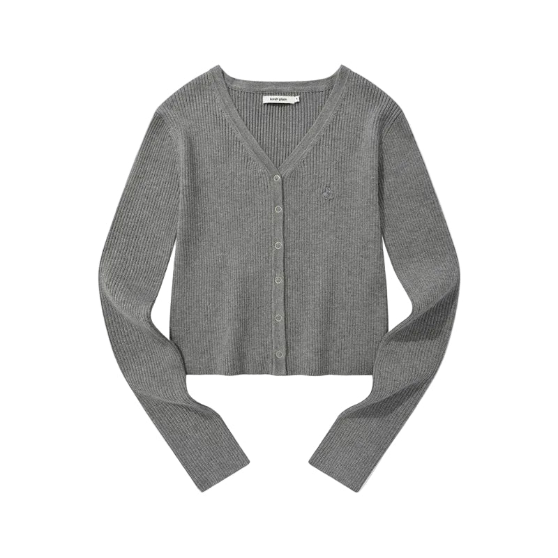 [] KIRSH PLAIN V NECK SLIM CARDIGAN [MELANGE GRAY]