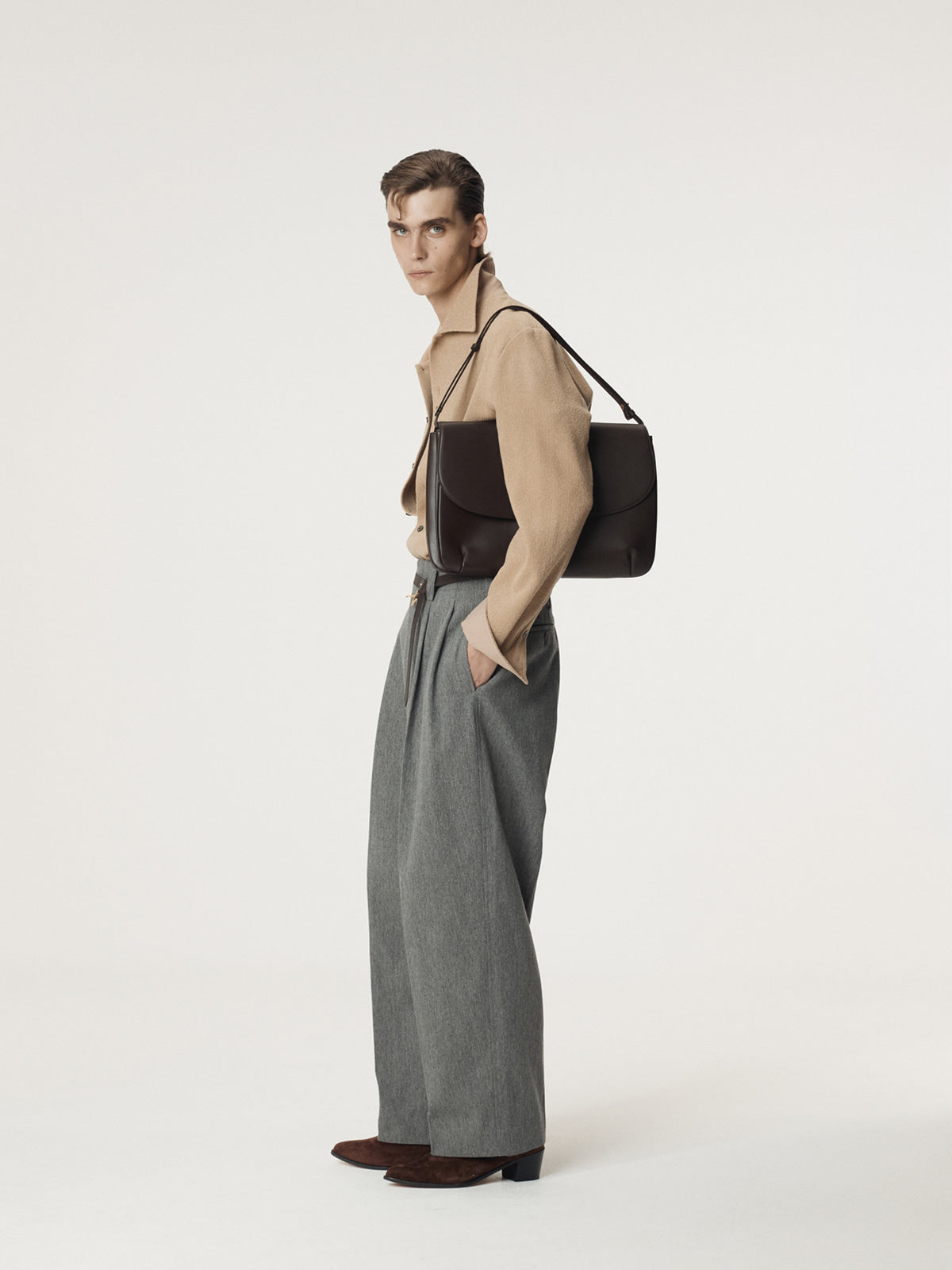 WOOL TWEED SOFT SHIRT (BEIGE)