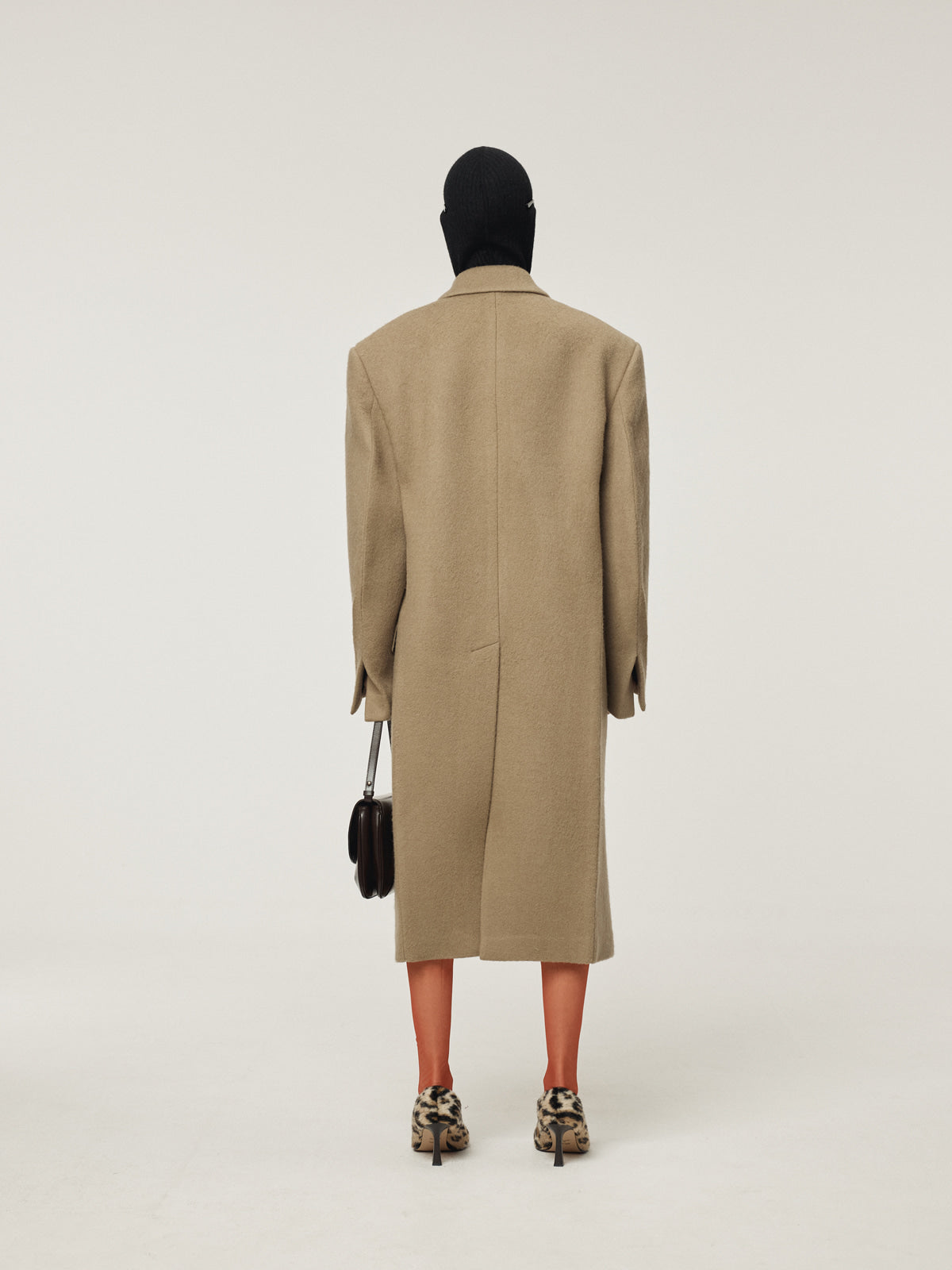 HAIRY WOOL SINGLE COAT (LIGHT KHAKI)