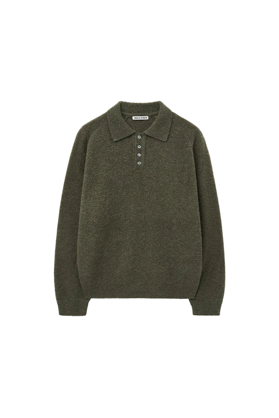 Baby Alpaca Boucle Collar Knit KHAKI