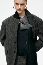 UNISEX LEATHER SLASH SCARF aaa489u (BLACK)