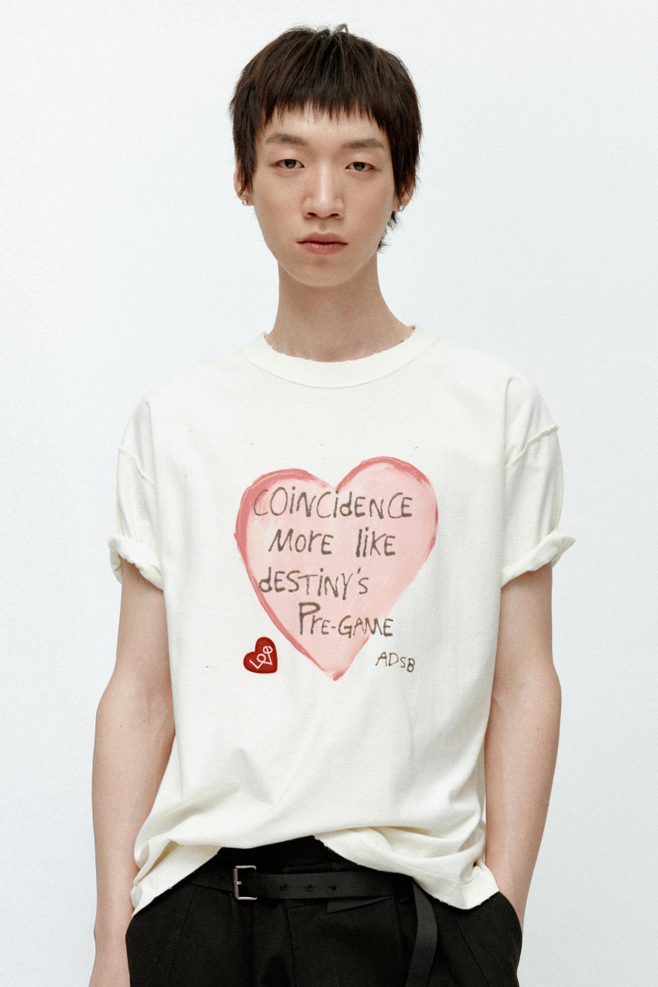 UNISEX HEART MESSAGE T-SHIRT atb1251u (ECRU)