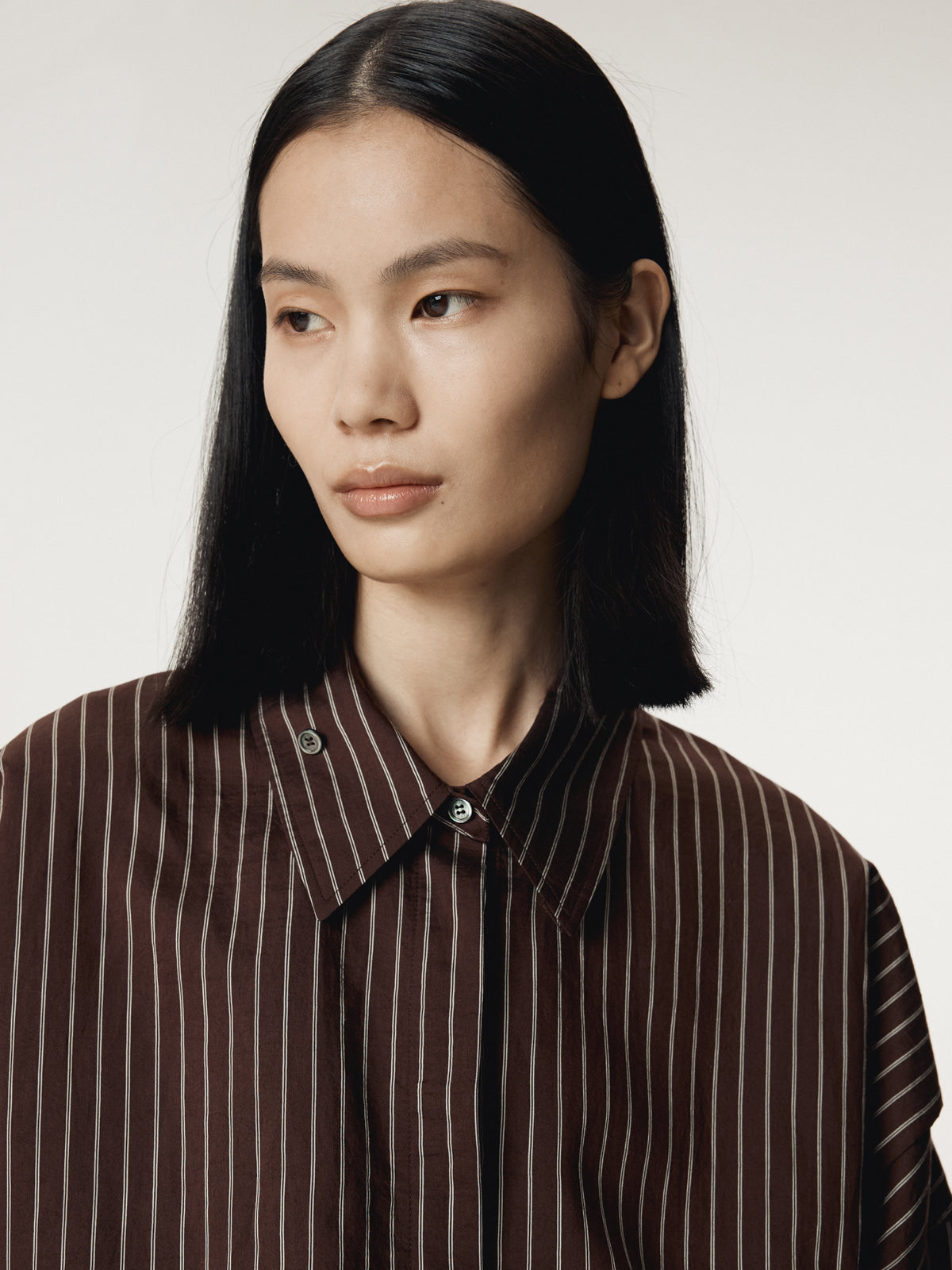 DOUBLE LAYER STRIPE SHIRT (RED BROWN)