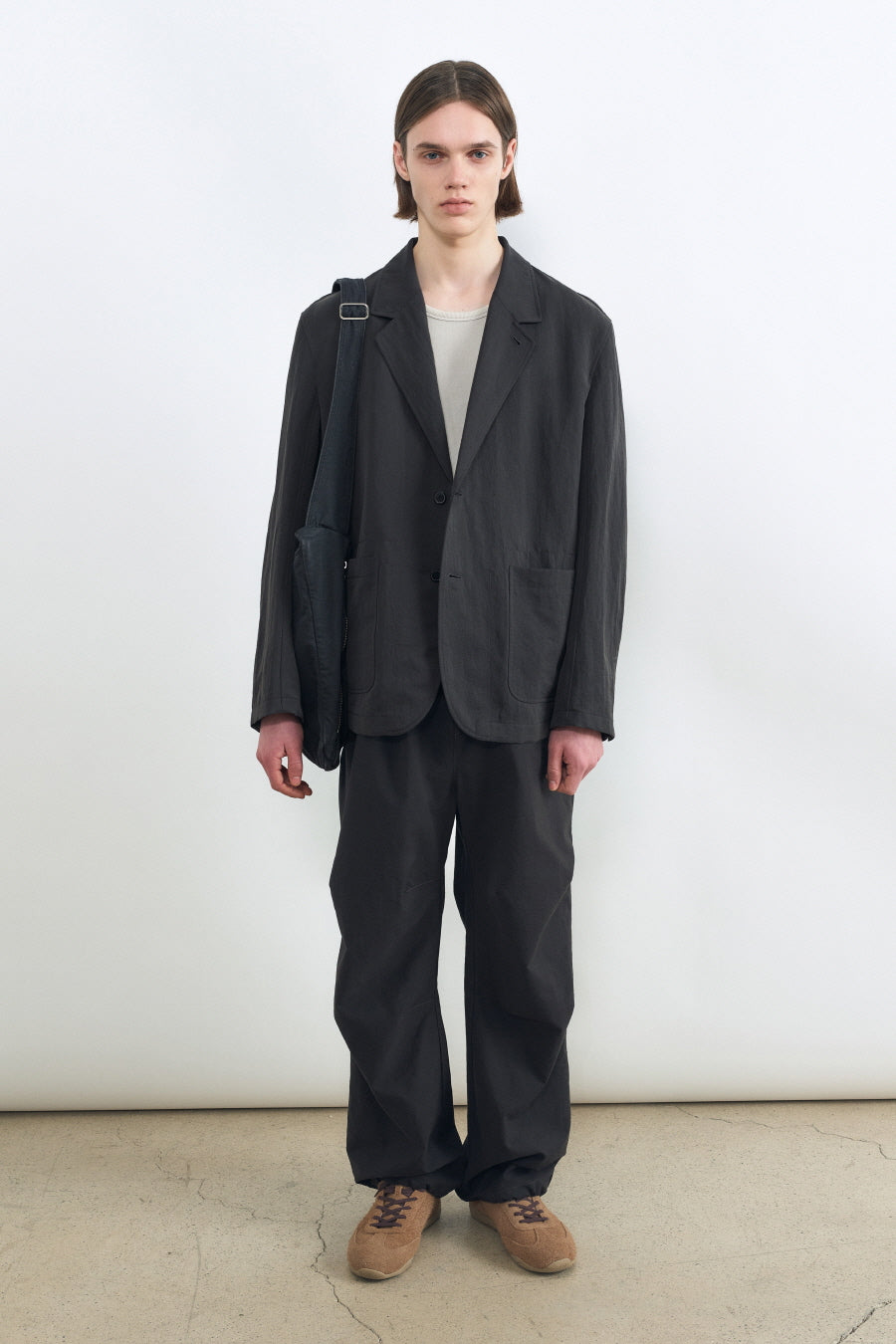 Washed Canvas Crossbody Bag CHARCOAL