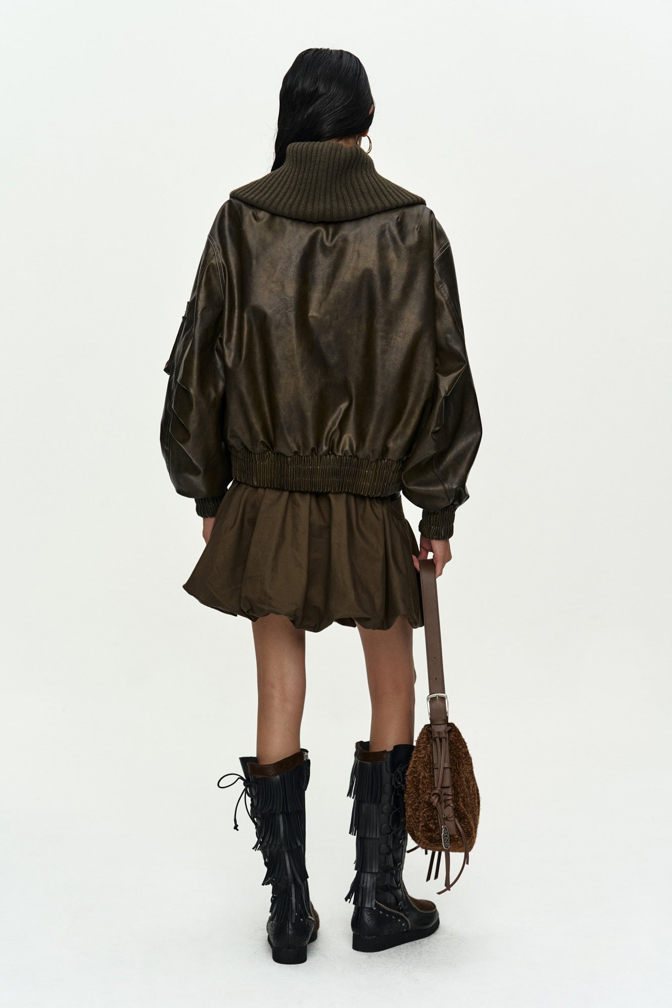 KNIT-COLLAR MA-1 BOMBER JACKET awa756w (KHAKI)