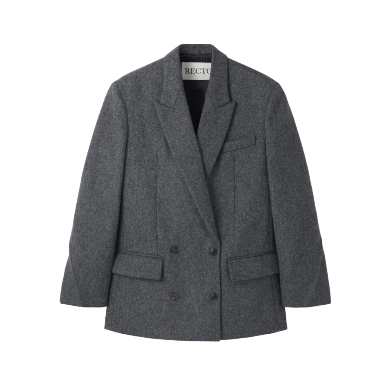 DOUBLE BREASTED TAILORED WOOL JACKET (CHARCOAL GREY)