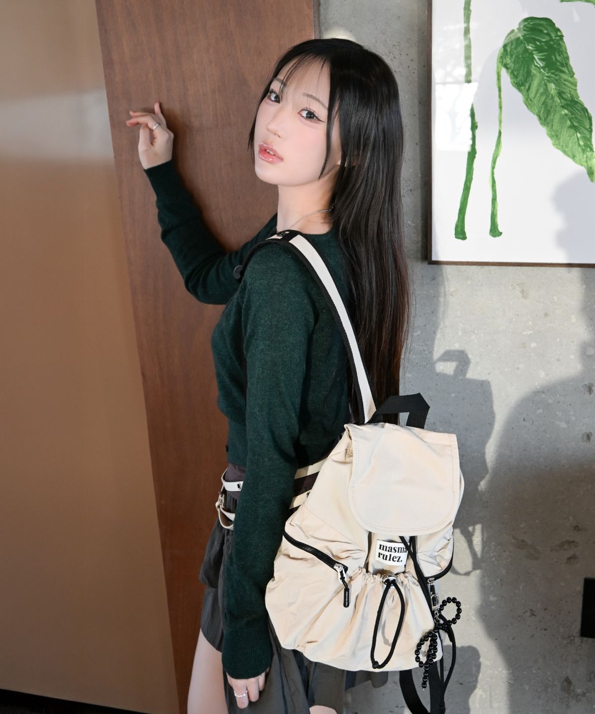 Masmarulez Mini Flap Backpack _Beige