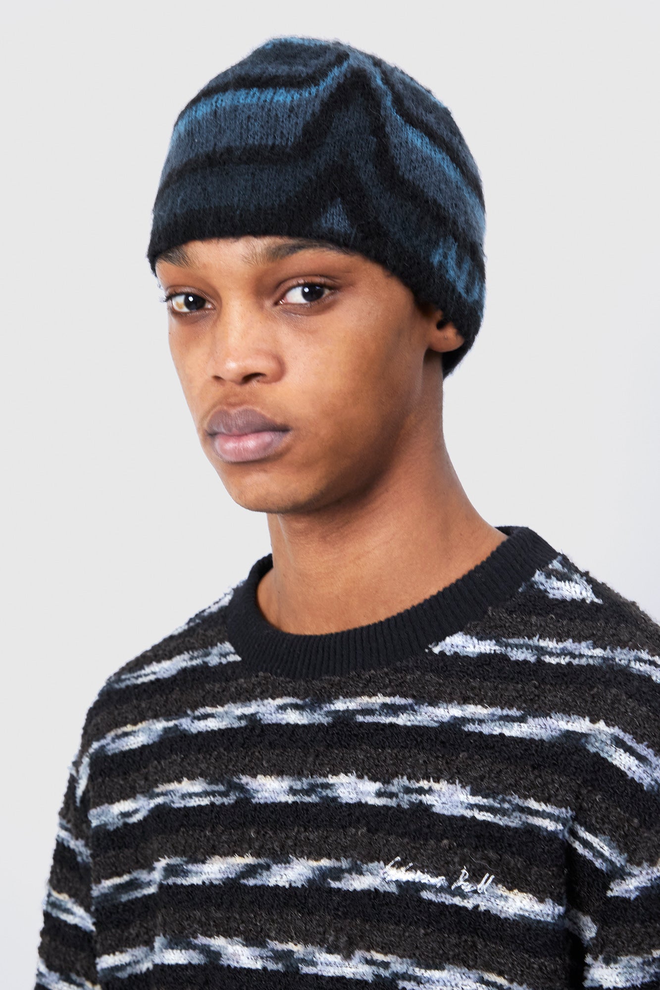 UNISEX PAINT BEANIE aaa499u (BLUE/NAVY)