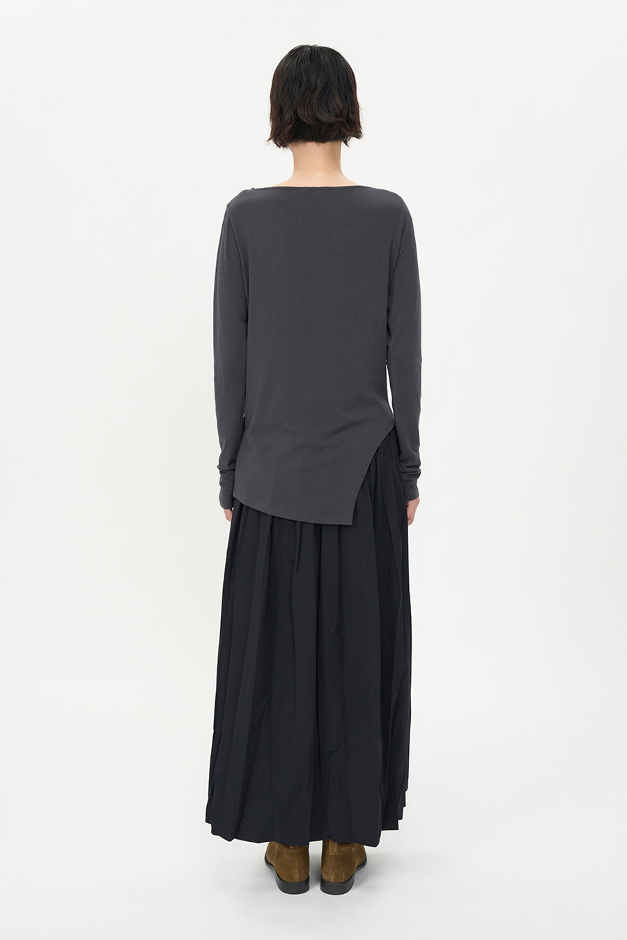 Twist Draping Long Sleeve CHARCOAL