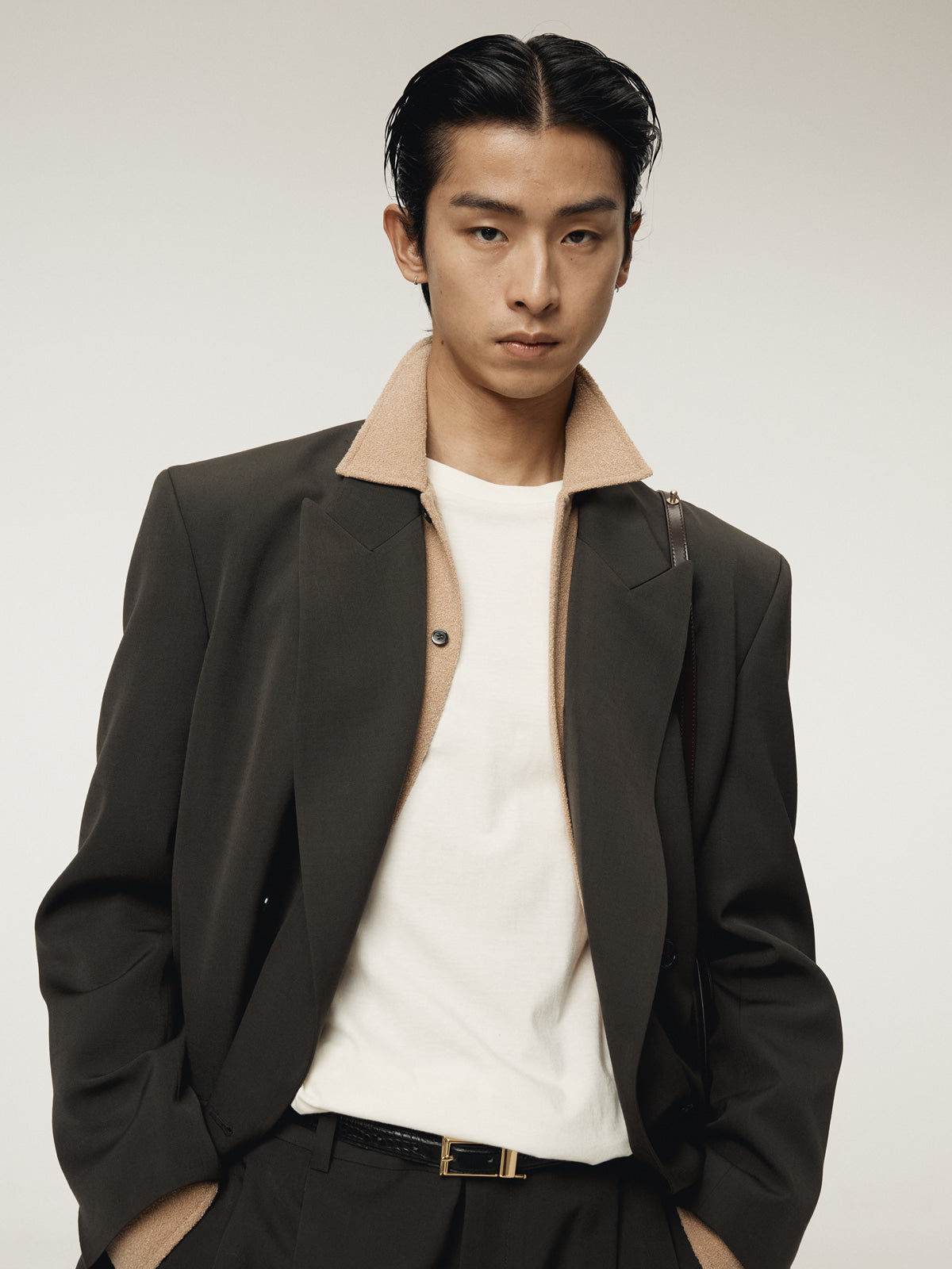 STYRENE DOUBLE BREASTED SUIT JACKET (CHARCOAL GREY)