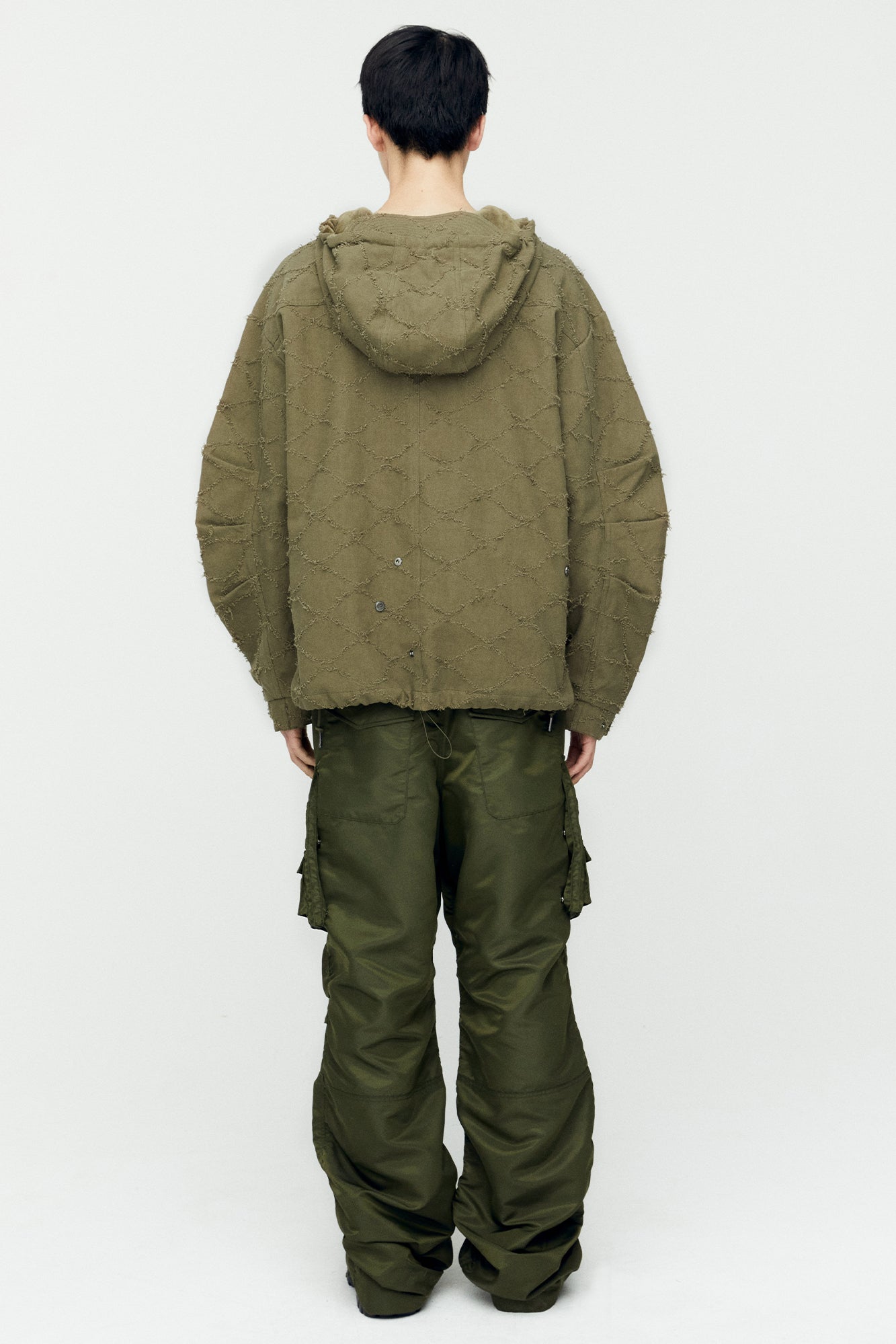 LACE-UP ANORAK HOODIE atb1141m(KHAKI)