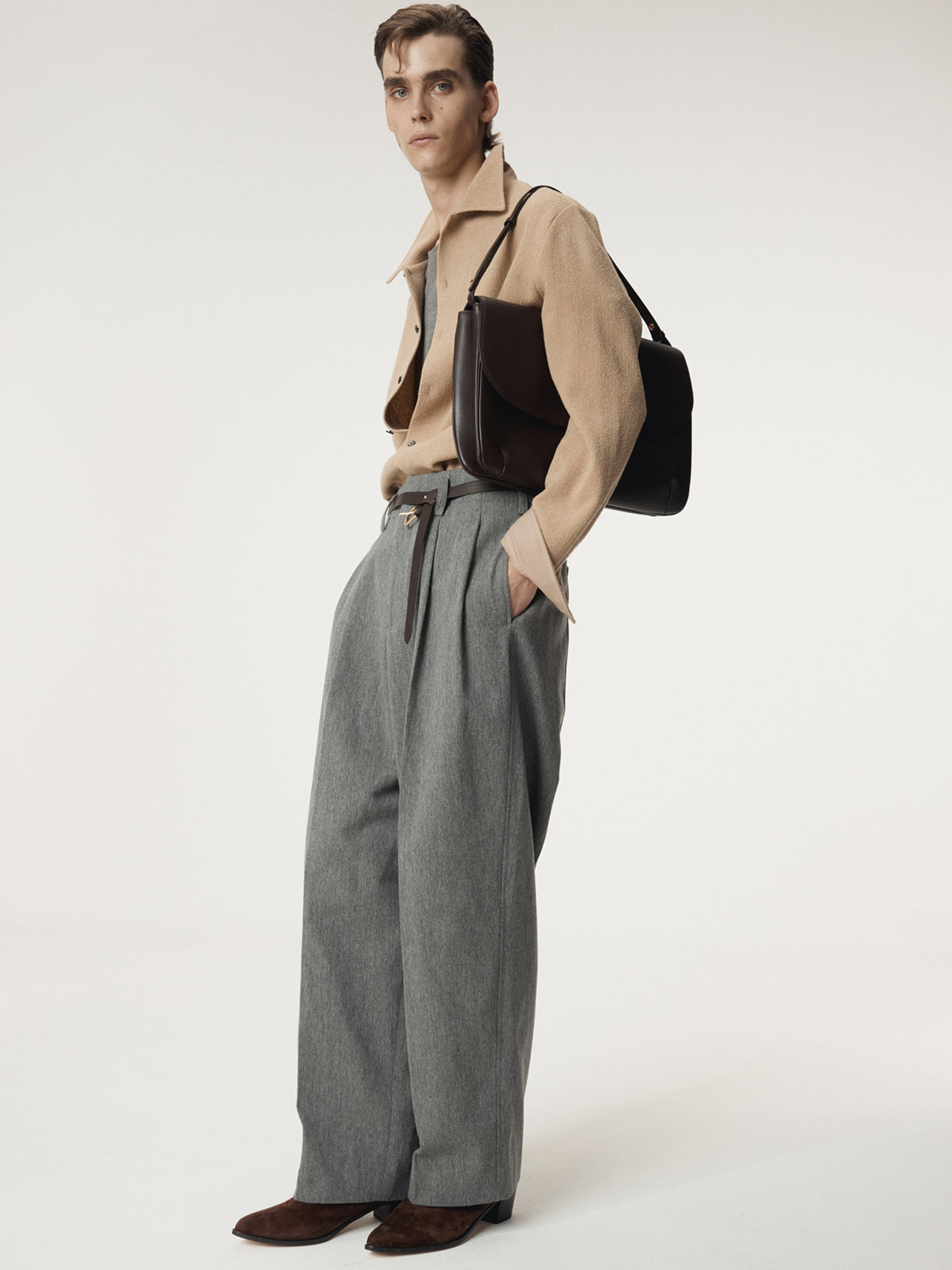 WOOL TWEED SOFT SHIRT (BEIGE)