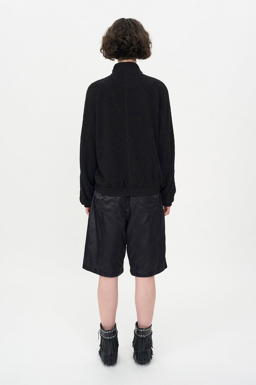 Lace Zip-Up Jumper BLACK