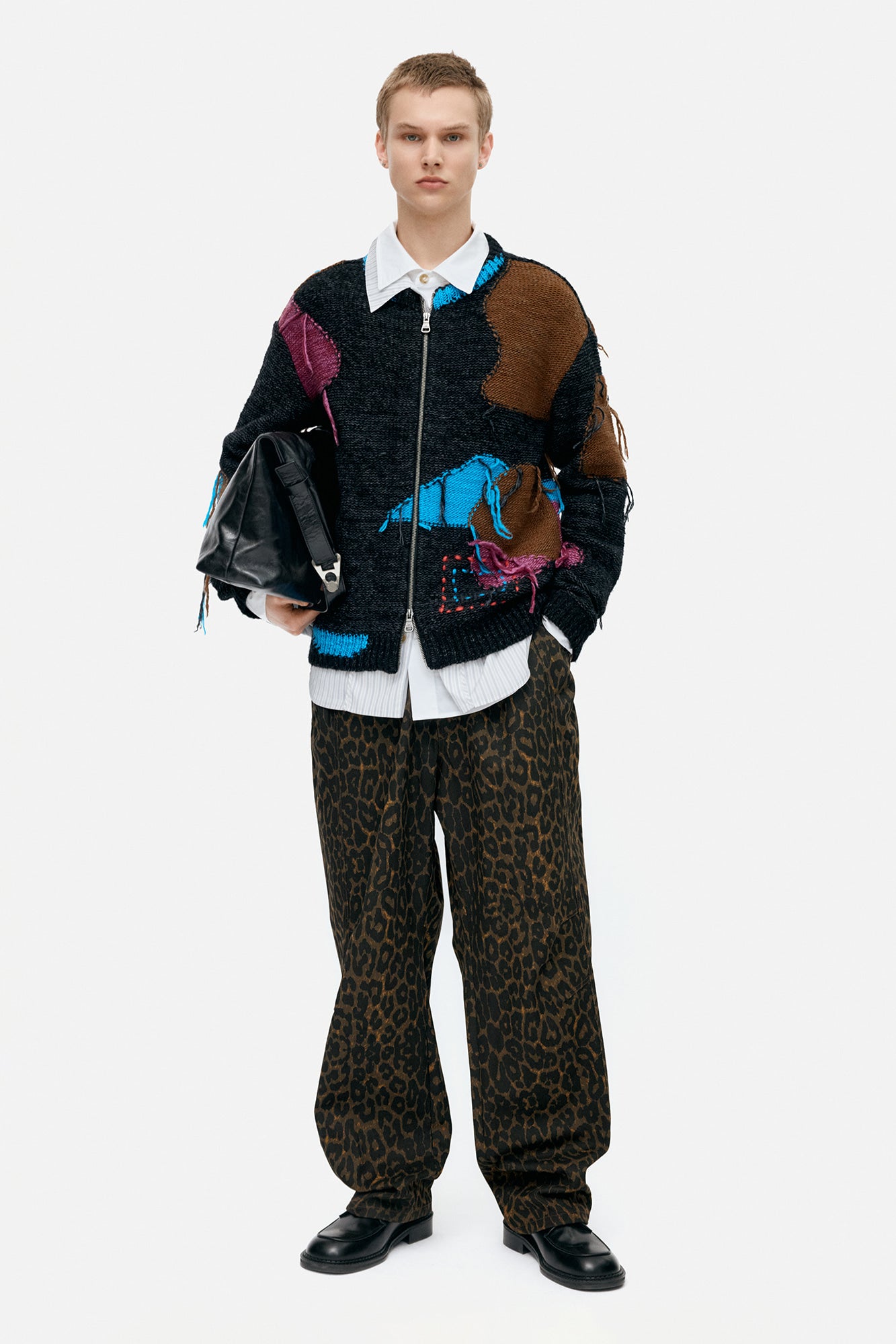 UNISEX INTARISA ZIP-UP CREWNECK SWEATER atb1333u (BLACK)