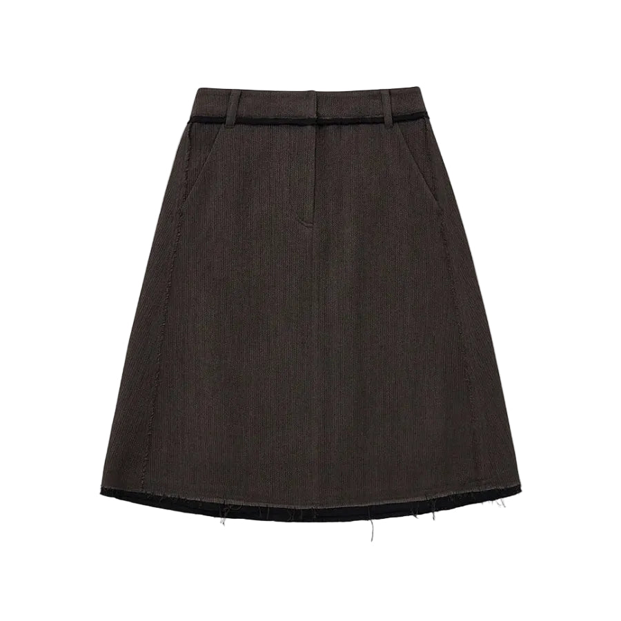 Low Detail Wool Skirt BROWN