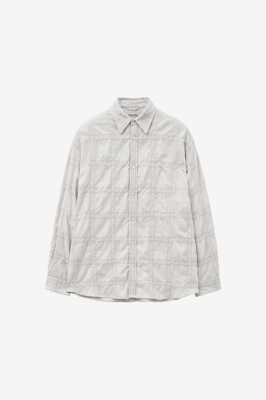Wool Cotton Wrinkle Check Shirt CREAM